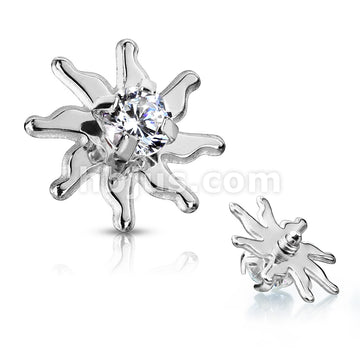 Clear CZ Centered Tribal Sun Internally Threaded 316L Surgical Steel... - Image 2