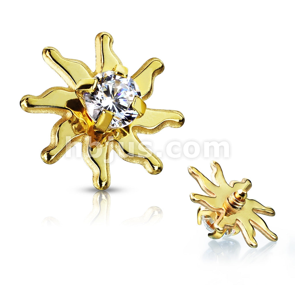 Clear CZ Centered Tribal Sun Internally Threaded 316L Surgical Steel... - Image 3