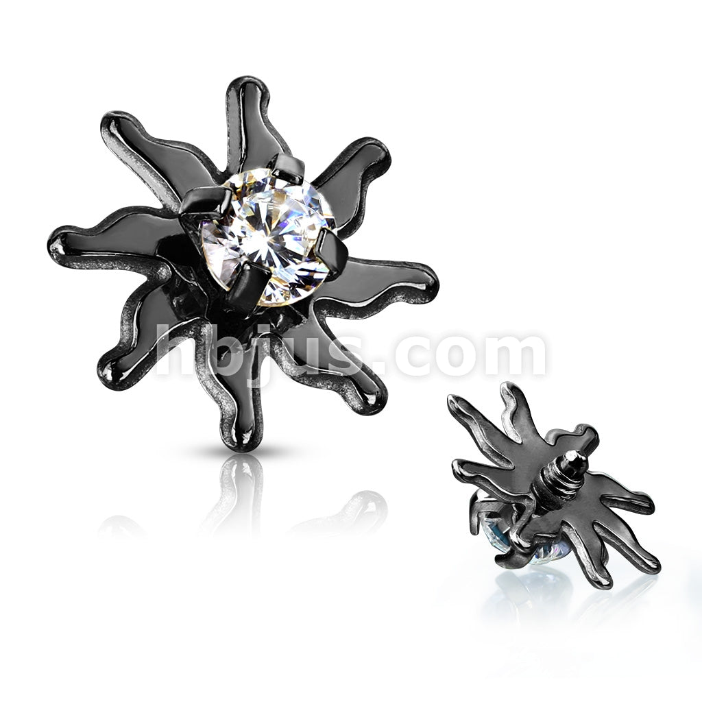Clear CZ Centered Tribal Sun Internally Threaded 316L Surgical Steel... - Image 4