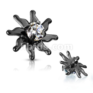 Clear CZ Centered Tribal Sun Internally Threaded 316L Surgical Steel... - Image 4