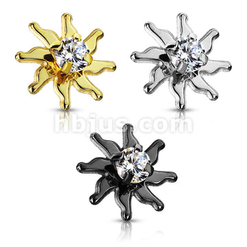 Clear CZ Centered Tribal Sun Internally Threaded 316L Surgical Steel... - Image 5