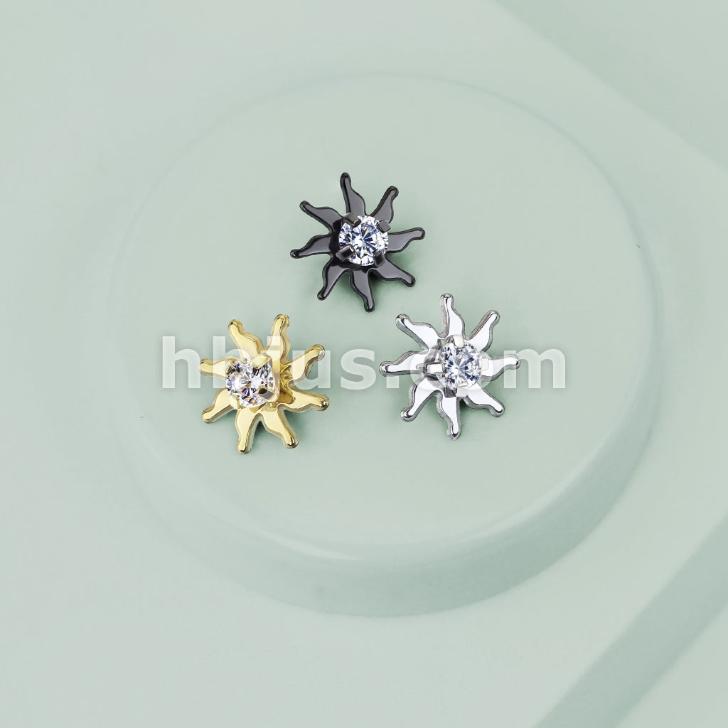 Clear CZ Centered Tribal Sun Internally Threaded 316L Surgical Steel... - Image 7