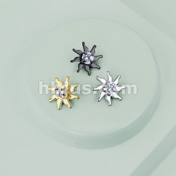 Clear CZ Centered Tribal Sun Internally Threaded 316L Surgical Steel... - Image 7