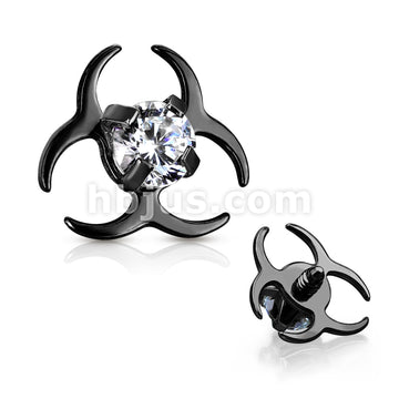 Clear CZ Centered Biohazard Symbol Internally Threaded 316L Surgical... - Image 4