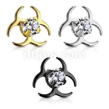Clear CZ Centered Biohazard Symbol Internally Threaded 316L Surgical... - Image 5