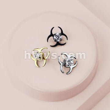 Clear CZ Centered Biohazard Symbol Internally Threaded 316L Surgical... - Image 7
