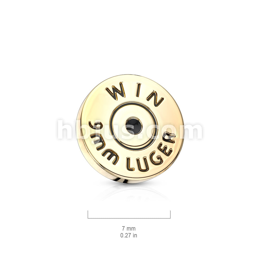 316L Surgical Steel Bullet Back Casing Internally Threaded 316L... - Image 2