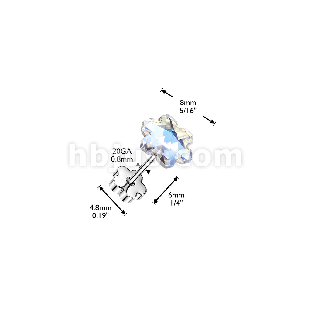316L Surgical Steel Pair of 316L Flower Aurora Borealis CZ Earring... - Image 4