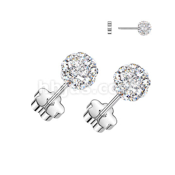 Pair of 316L Surgical Steel Pave Ferido Crystal Ball Earring Studs With... - Image 2
