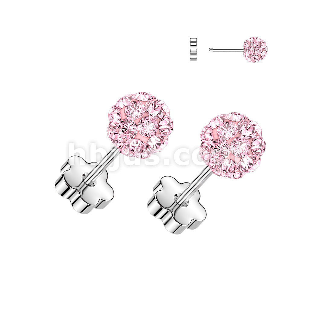 Pair of 316L Surgical Steel Pave Ferido Crystal Ball Earring Studs With... - Image 3