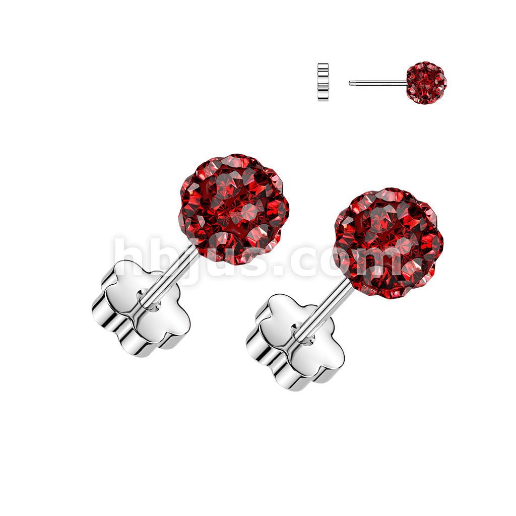 Pair of 316L Surgical Steel Pave Ferido Crystal Ball Earring Studs With... - Image 4