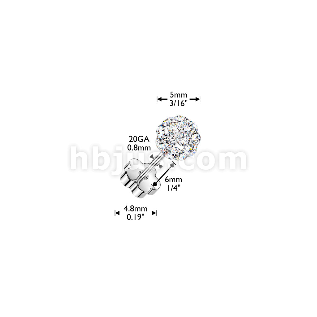 Pair of 316L Surgical Steel Pave Ferido Crystal Ball Earring Studs With... - Image 5