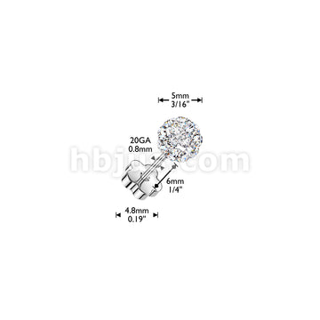 Pair of 316L Surgical Steel Pave Ferido Crystal Ball Earring Studs With... - Image 5