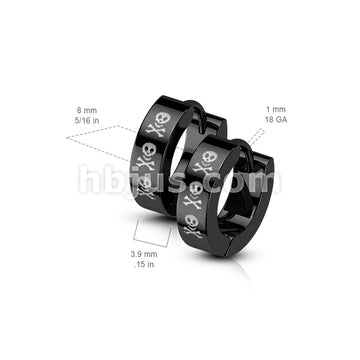 316L Surgical Steel Pair of 316L Stainless Steel Black PVD Hinged Hoop... - Image 3