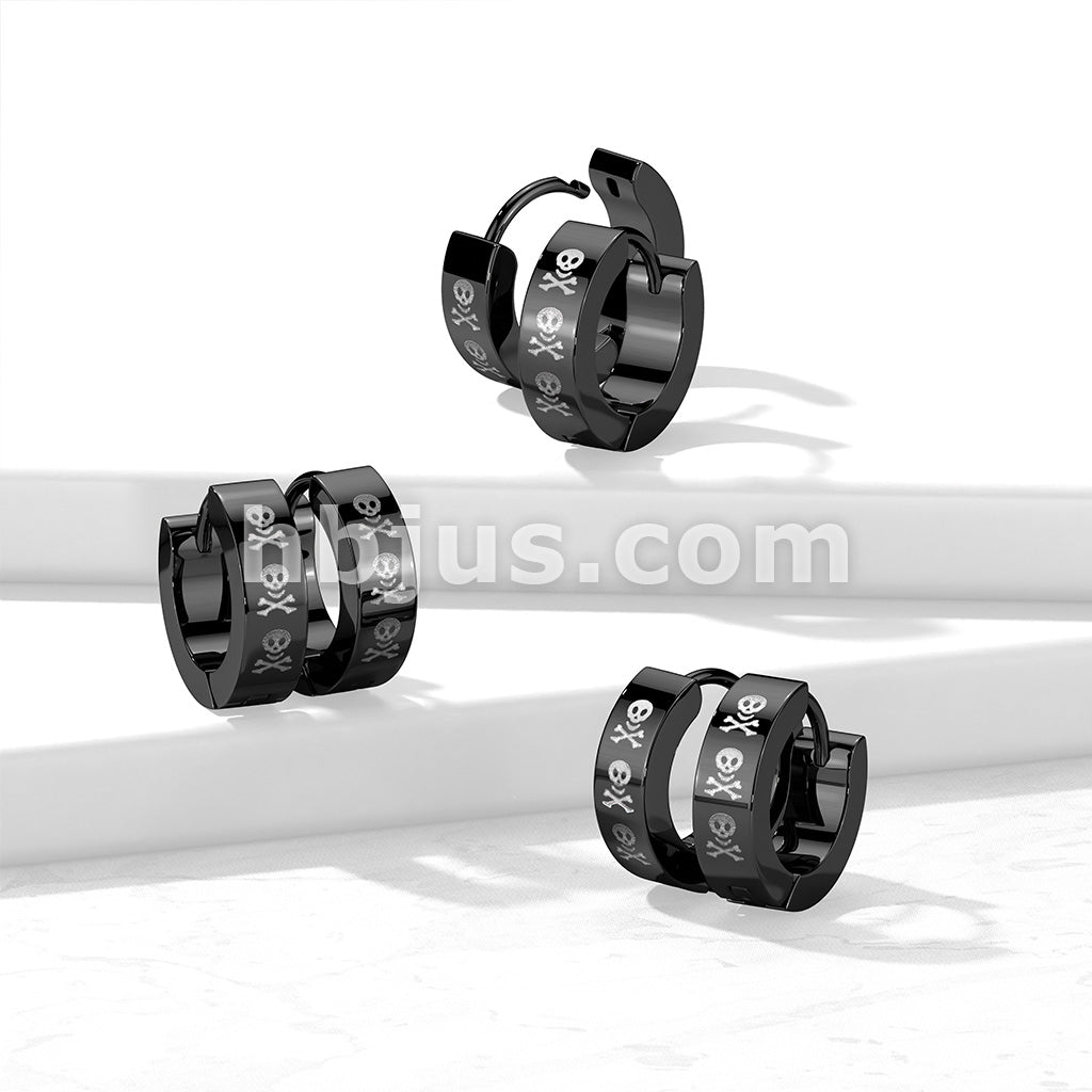 316L Surgical Steel Pair of 316L Stainless Steel Black PVD Hinged Hoop...