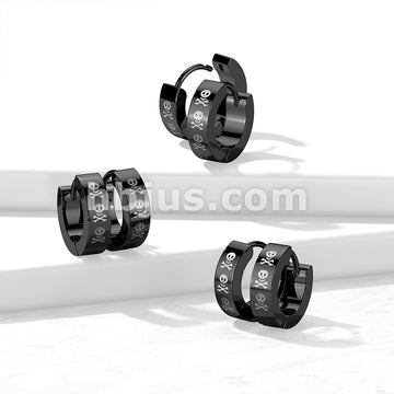 316L Surgical Steel Pair of 316L Stainless Steel Black PVD Hinged Hoop...
