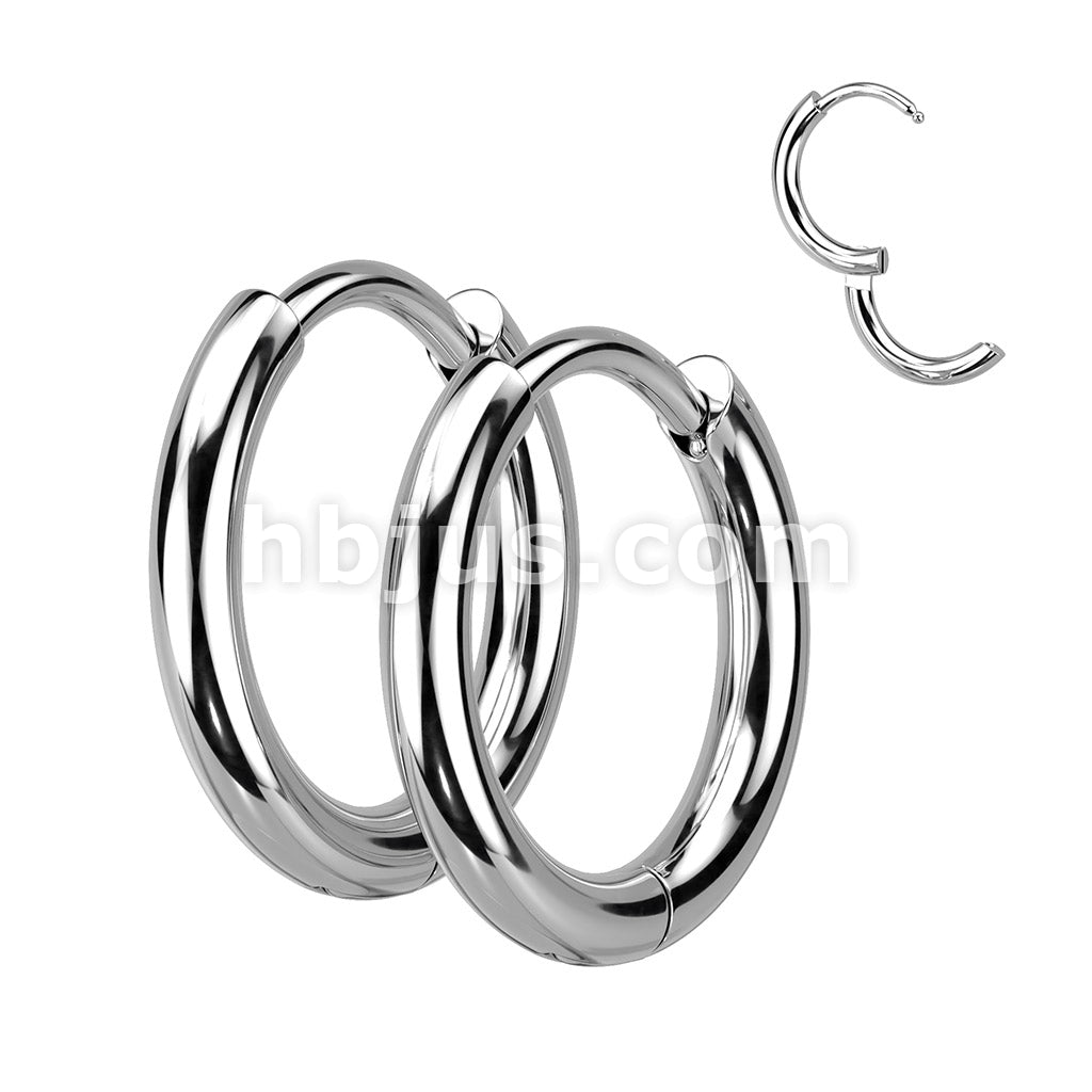 316L Surgical Steel Pair of 316L Stainless Steel 2mm Thick Hinged Plain... - Image 5