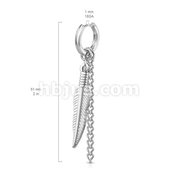 316L Surgical Steel Pair of Feather and Chain Dangle 316L Stainless... - Image 6