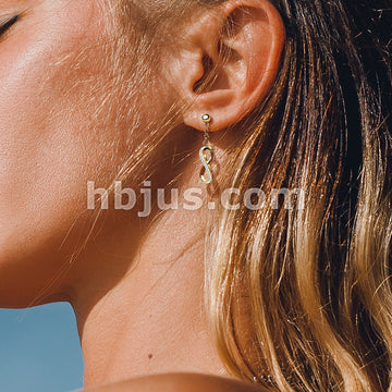 Pair of 316L Surgical Steel Ball Stud Post Earrings with Dangling CZ... - Image 8