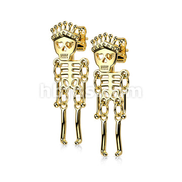 Pair of 316L Surgical Steel Skeleton Dangle StudEarrings - Image 2