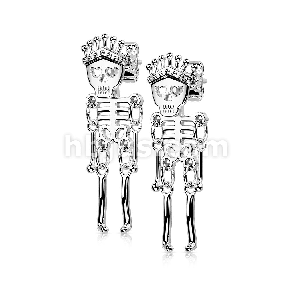 Pair of 316L Surgical Steel Skeleton Dangle StudEarrings - Image 4