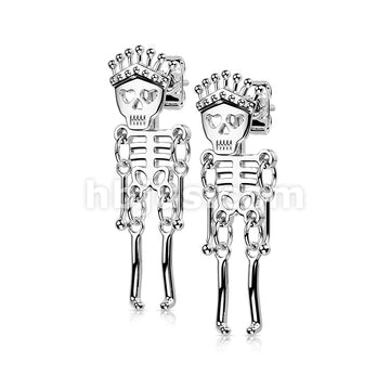 Pair of 316L Surgical Steel Skeleton Dangle StudEarrings - Image 4