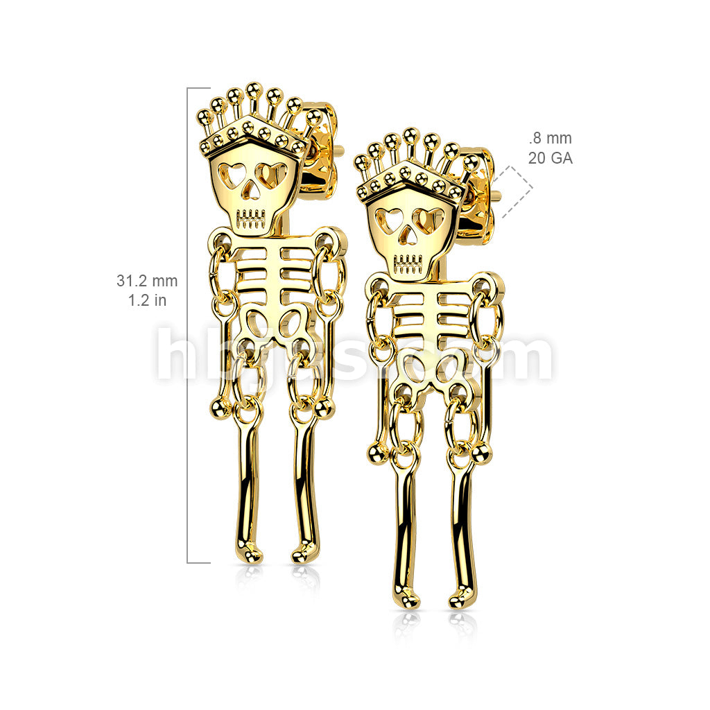 Pair of 316L Surgical Steel Skeleton Dangle StudEarrings - Image 5