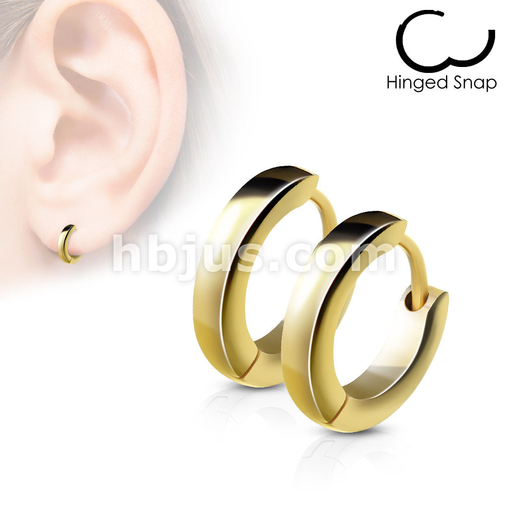 316L Surgical Steel Pair of Small Plain Dome Hoop/Huggie Stainless... - Image 2