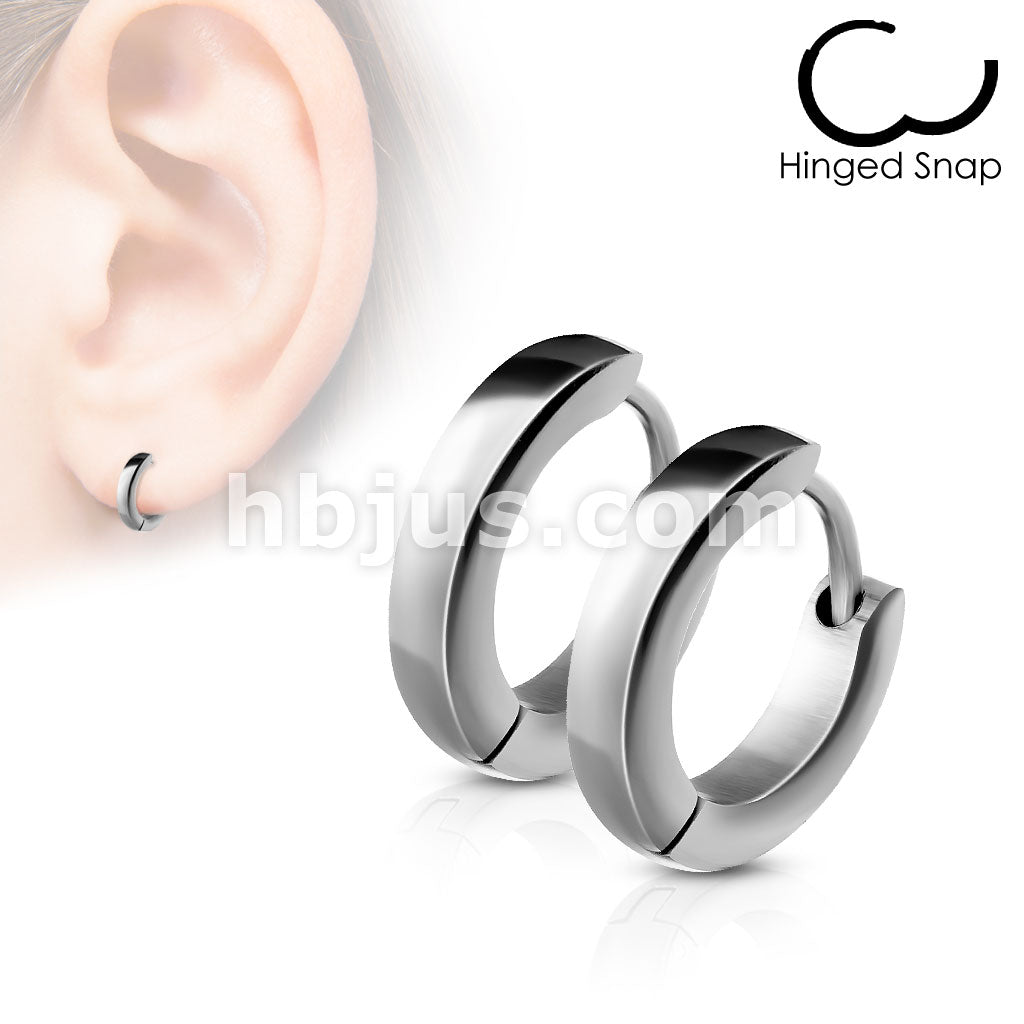 316L Surgical Steel Pair of Small Plain Dome Hoop/Huggie Stainless... - Image 5