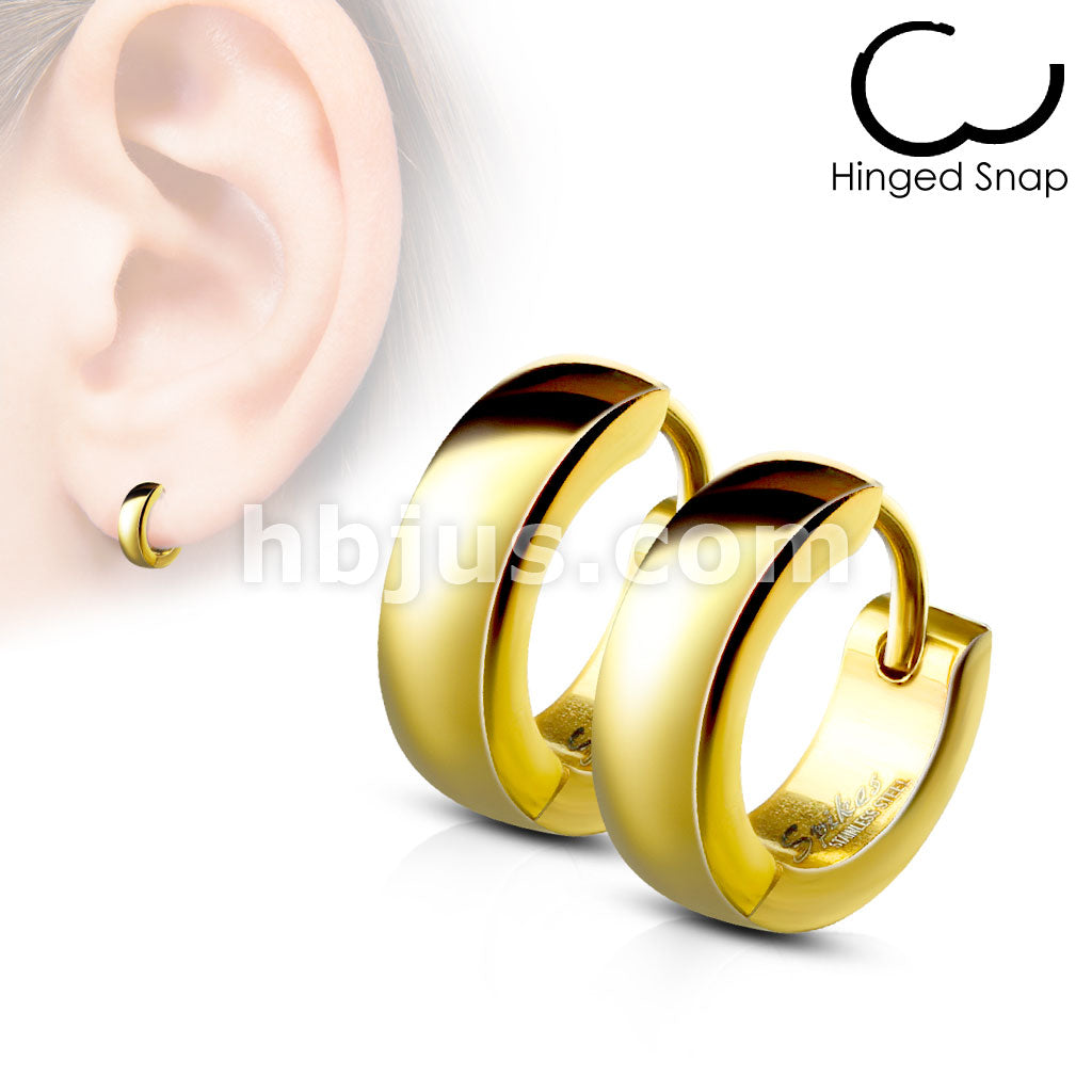 316L Surgical Steel Pair of Classic Plain Dome Hoop/Huggie Stainless... - Image 2