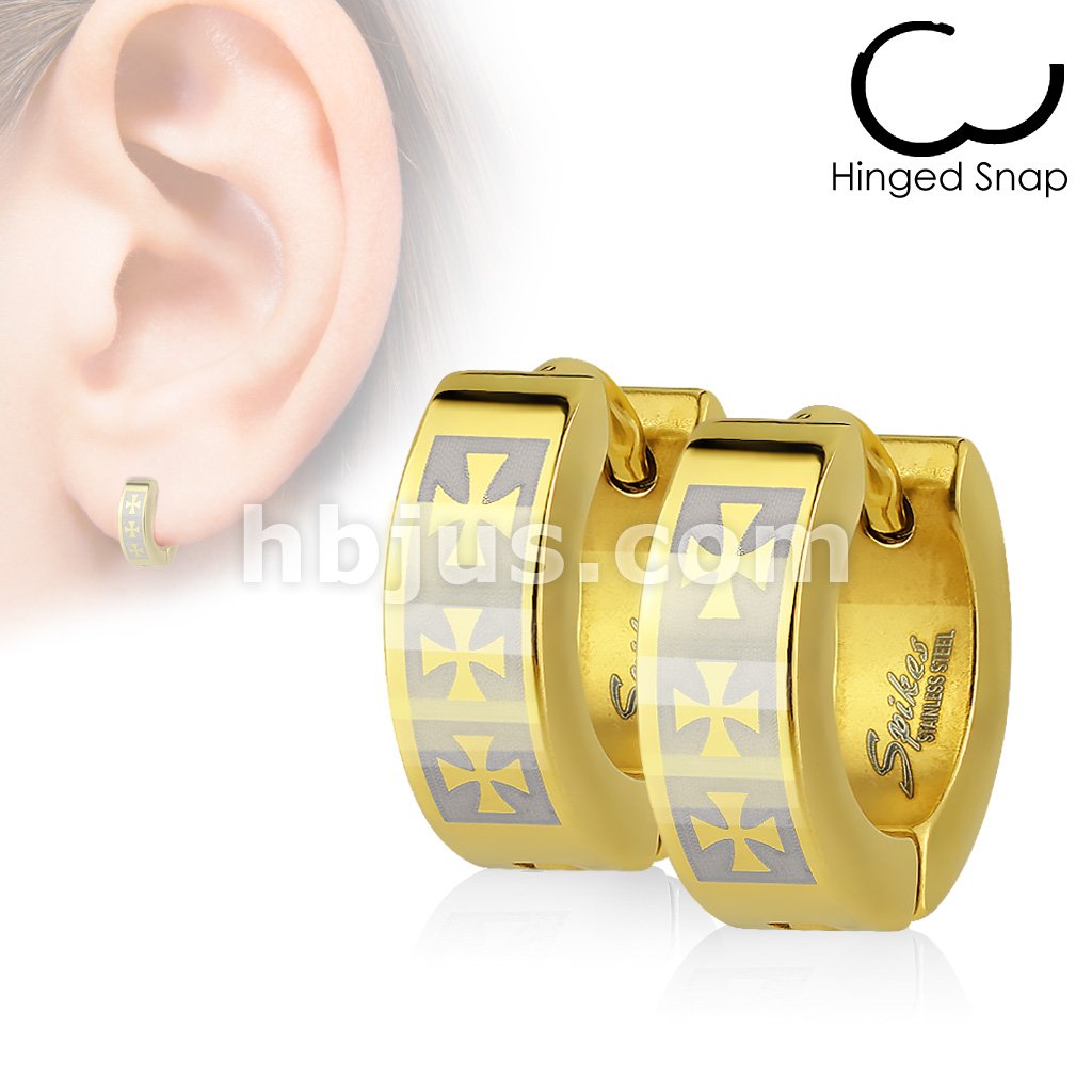 316L Surgical Steel Pair of 316L Stainless Steel Gold Plated Earring... - Image 2