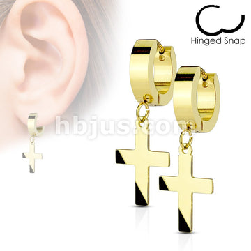 316L Surgical Steel Pair of 316L Stainless Steel Hinged Hoop Earring... - Image 2