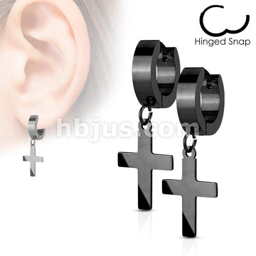 316L Surgical Steel Pair of 316L Stainless Steel Hinged Hoop Earring... - Image 3