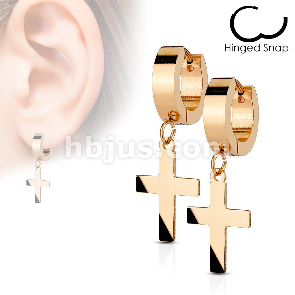 316L Surgical Steel Pair of 316L Stainless Steel Hinged Hoop Earring... - Image 4