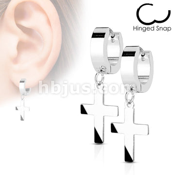 316L Surgical Steel Pair of 316L Stainless Steel Hinged Hoop Earring... - Image 5