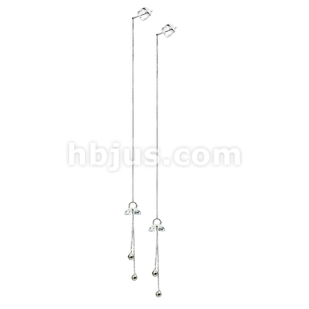 Pair of 925 Sterling Silver Free Falling Threader Earrings With Double... - Image 3