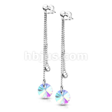 Pair of 316L Surgical Steel Earrings with Double Chain and... - Image 3