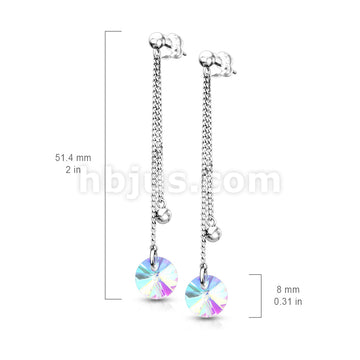 Pair of 316L Surgical Steel Earrings with Double Chain and... - Image 4