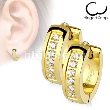 316L Surgical Steel Pair of CNC Set Lined CZ Stainless Steel... - Image 3