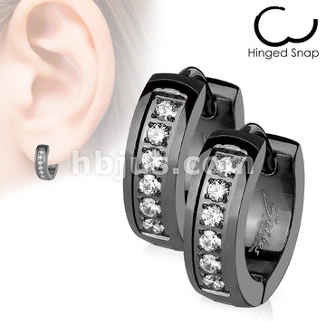 316L Surgical Steel Pair of CNC Set Lined CZ Stainless Steel... - Image 4
