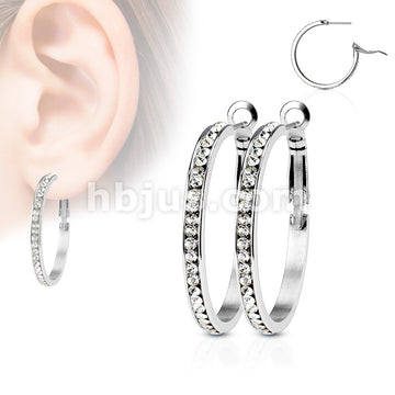 316L Surgical Steel Pair of 30mm Eternity Crystal Set Stainless Steel... - Image 3
