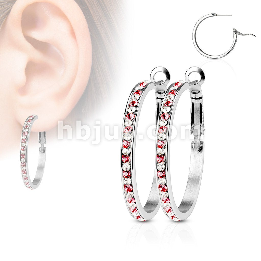 316L Surgical Steel Pair of 30mm Eternity Crystal Set Stainless Steel... - Image 4