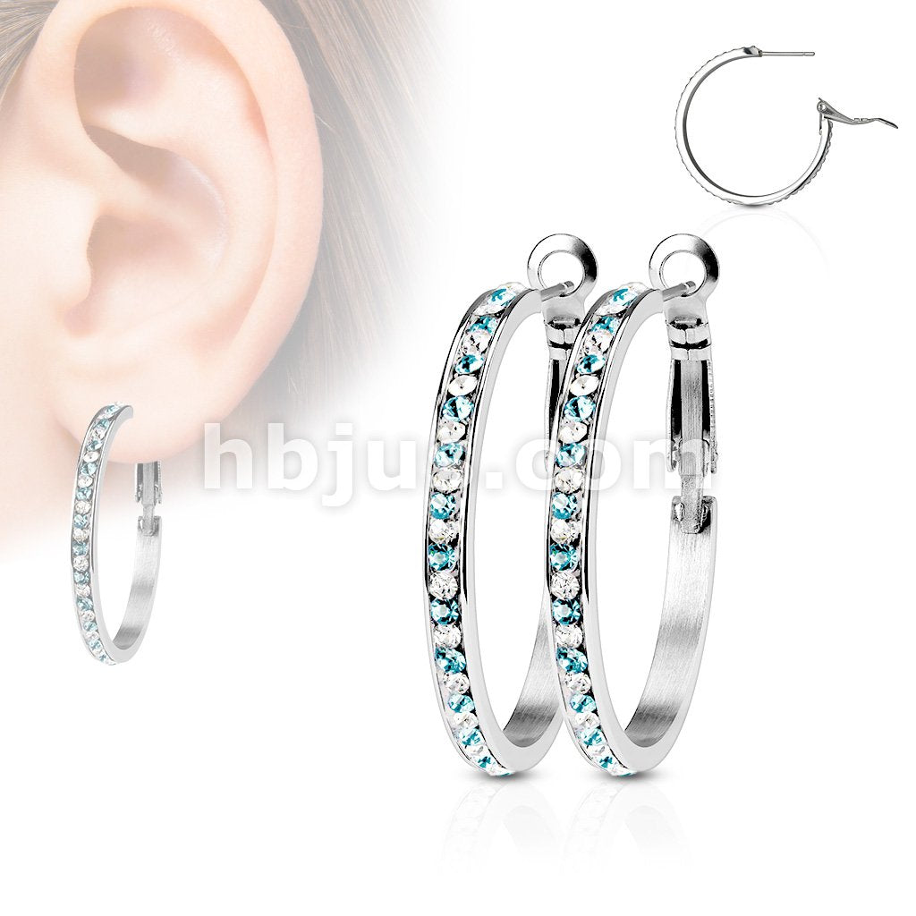 316L Surgical Steel Pair of 30mm Eternity Crystal Set Stainless Steel... - Image 5