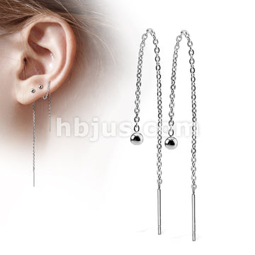 316L Surgical Steel Pair of Chained Free Falling 3mm Ball and Bar... - Image 4