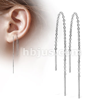 316L Surgical Steel Pair of Chained Free Falling Two Bars Stainless... - Image 4