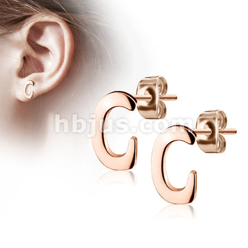 316L Surgical Steel Pair of Rose Gold IP Alphabet Initial 316L... - Image 4