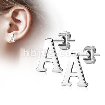 316L Surgical Steel Pair of Alphabet Initial 316L Stainless Steel... - Image 2