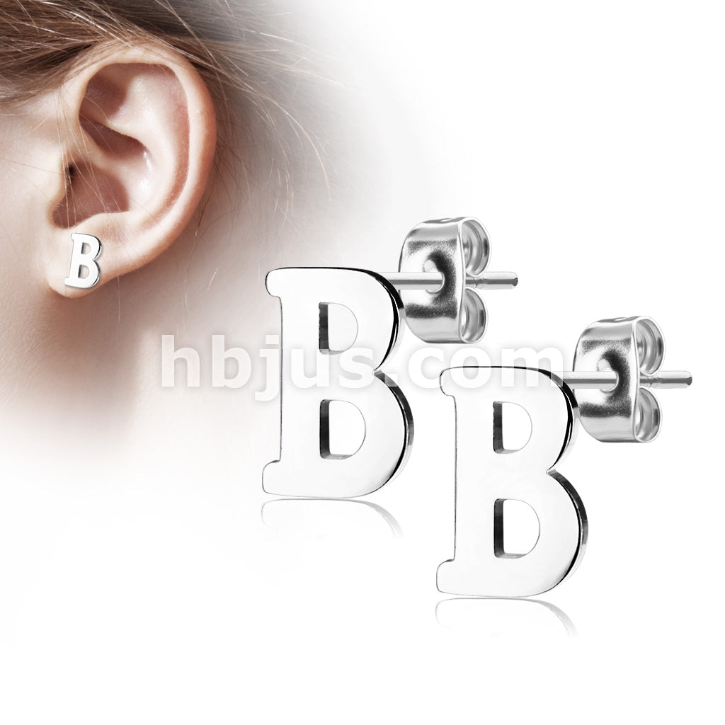316L Surgical Steel Pair of Alphabet Initial 316L Stainless Steel... - Image 3