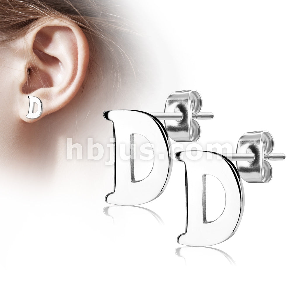 316L Surgical Steel Pair of Alphabet Initial 316L Stainless Steel... - Image 5