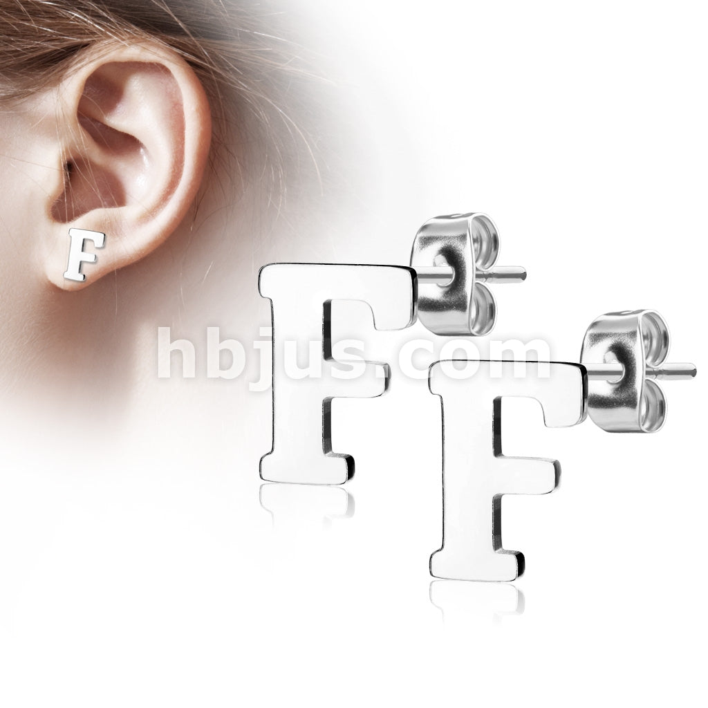 316L Surgical Steel Pair of Alphabet Initial 316L Stainless Steel... - Image 7